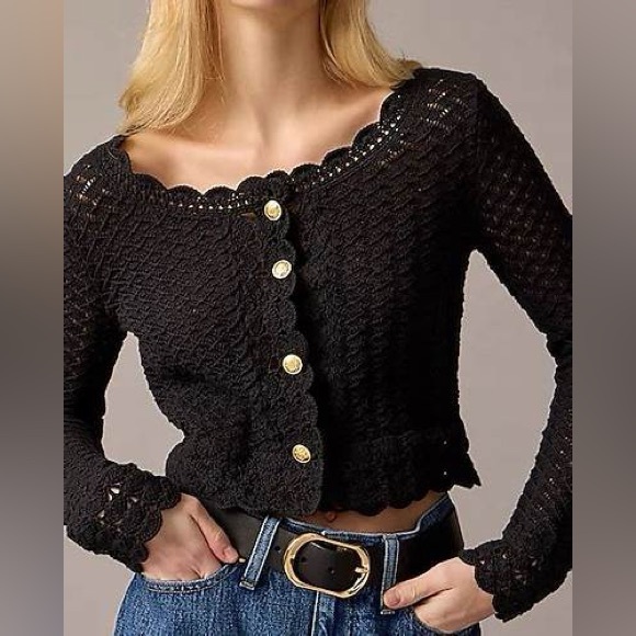J. Crew Sweaters - J.Crew Collection Crochet cropped cardigan sweater BS948